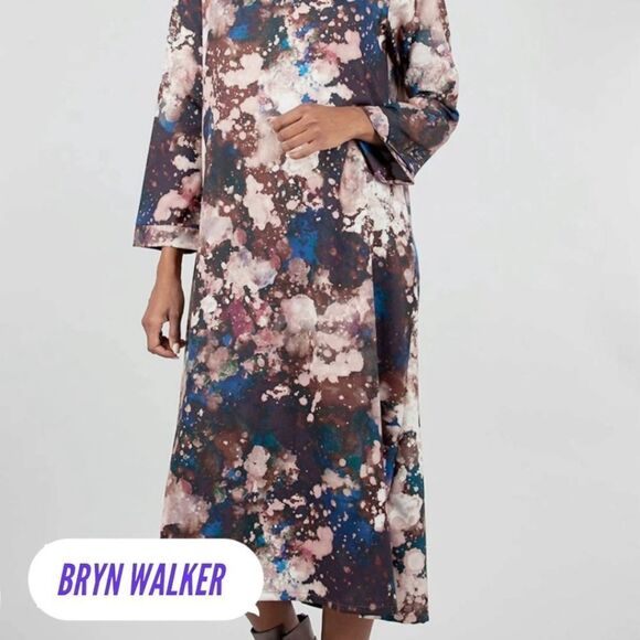 NWOT BRYN WALKER AVILA Print Dress In Galassia Wine Color - Picture 1 of 12
